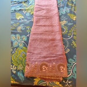 Embroidered Pink tissue silk Saree with unstitched blouse